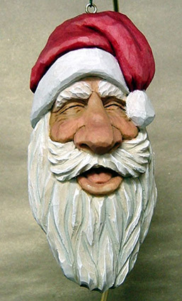 Laughing Santa carving rough out by Dale Green