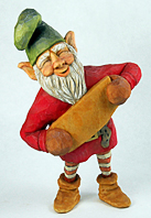 Chuckles the elf carving by Dale Green