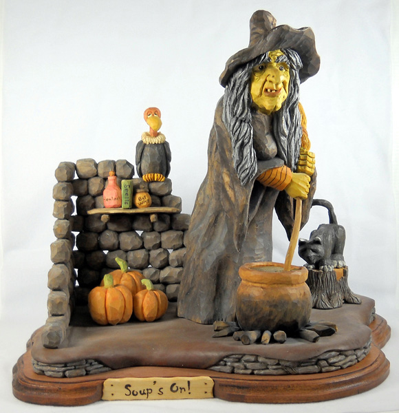 Soup's On wood carving by Dale Green
